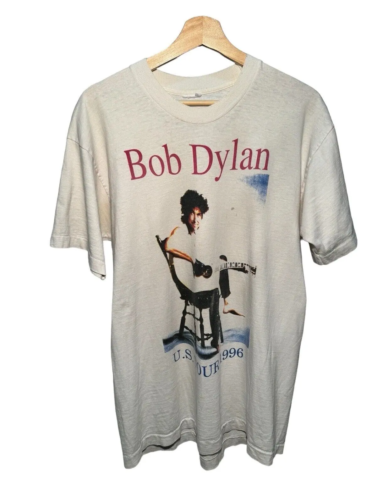 Maglietta Vintage 1996 Us Tour Bob Dylan Taglia L Bianca Double Sided Super Rare Maniche Lunghe O Corte