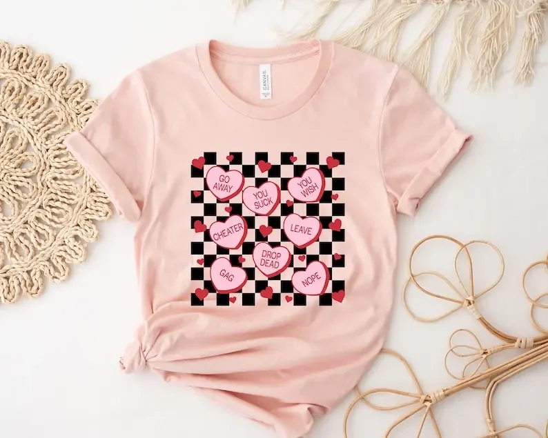 Affermazione Positiva E Negativa Per Camicie Di San Valentino, Regali Di T-Shirt Di San Valentino, Regali Carini, San Valentino Retrò