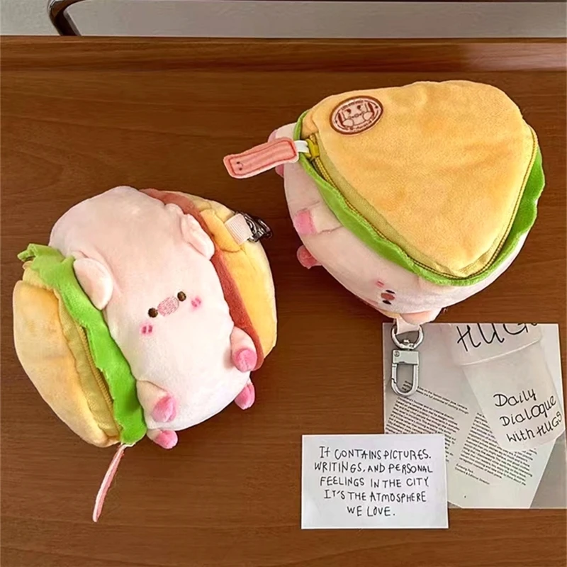 652F Mini Maiale Colorato Portachiavi Adorabile Sandwich Piggy Portafoglio Peluche Portachiavi Ciondolo Decorativo Peluche