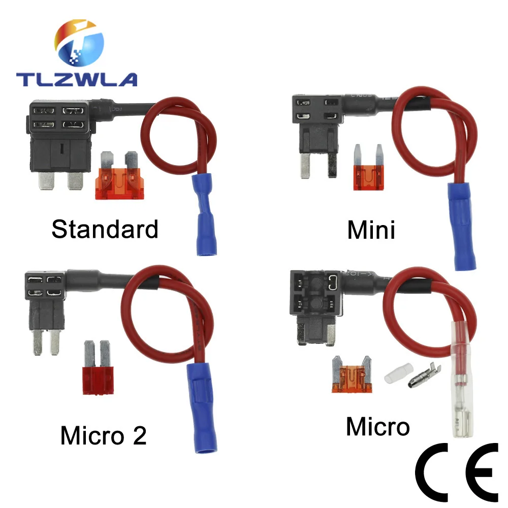 12V Mini Small Medium Size Car Fuse Holder Add-A-Circuito Di Rubinetto Adattatore Con 10A Micro Mini Standard Atm Fusibile A Lama