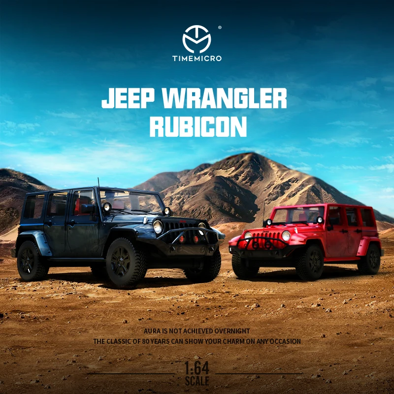Timemmicro 1:64 Jeep Wrangler Fire Red / Diamond Black Model Car