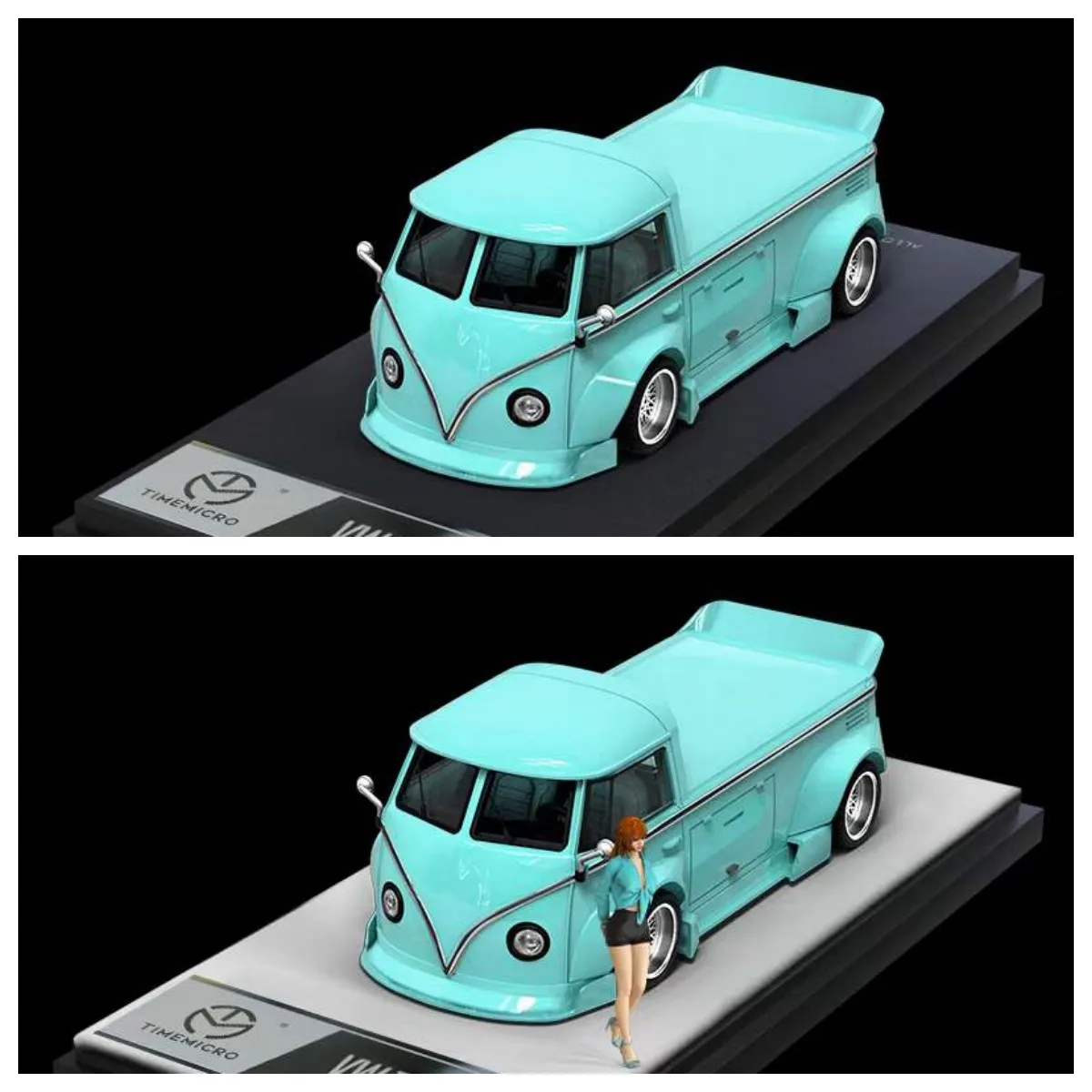 Tm Time Micro 1:64 T1 Pickup A Corpo Largo Tiffany Blue Diecast Model Car