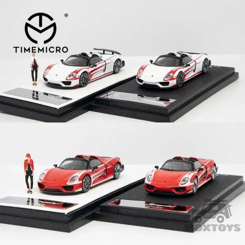 Time Micro 1:64 918 Spyder White Flame / Red Flame Diecast Model Car