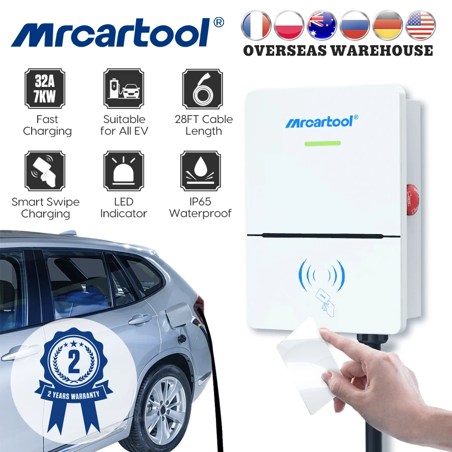 Mrcartool S310 Ev Stazione Di Ricarica Montaggio A Parete Tipo 2 Wallbox Cavo Di Ricarica Per Veicoli Elettrici Per Tesla Volkswagen Mercedes Benz