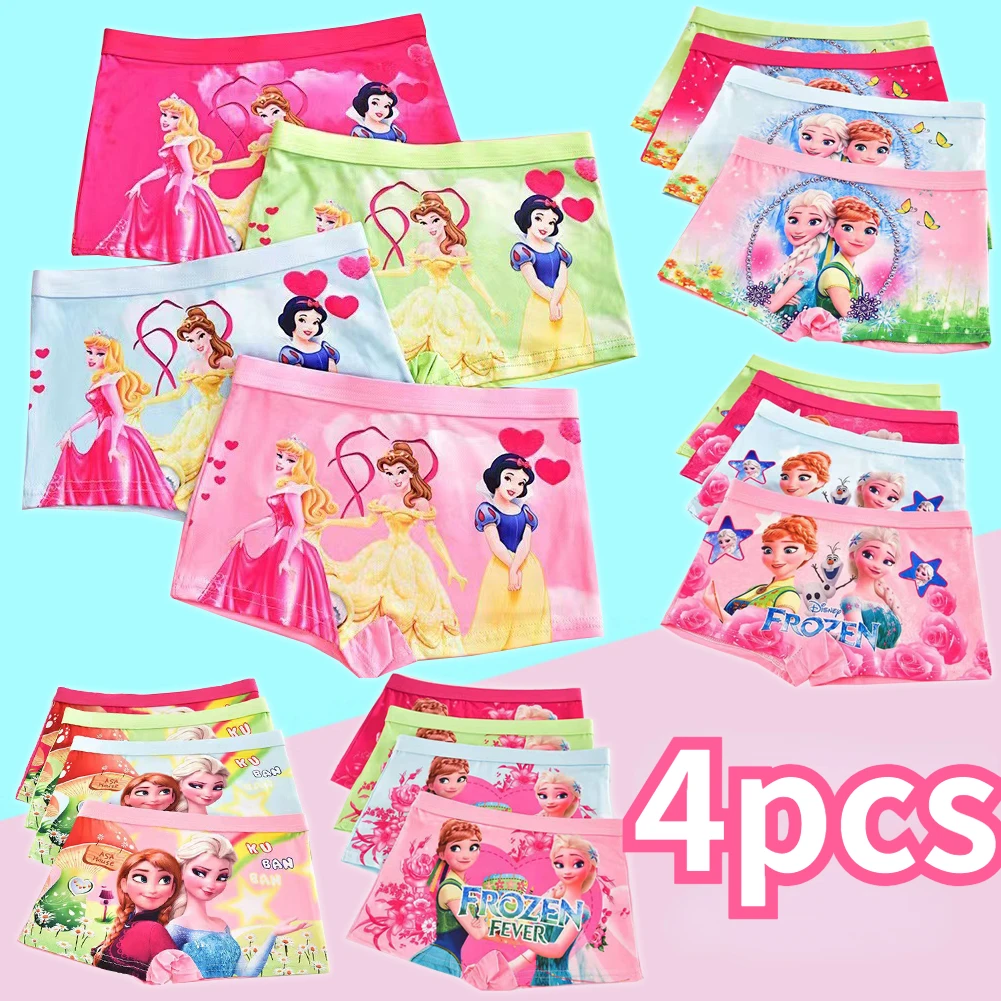 4 Pezzi Disney Anna Elsa Princess Girls Kids Mutandine Cartoon Cute Pink Teen Underwear Summer Modal Shorts Bambini Boxer Abbigliamento Per Bambini