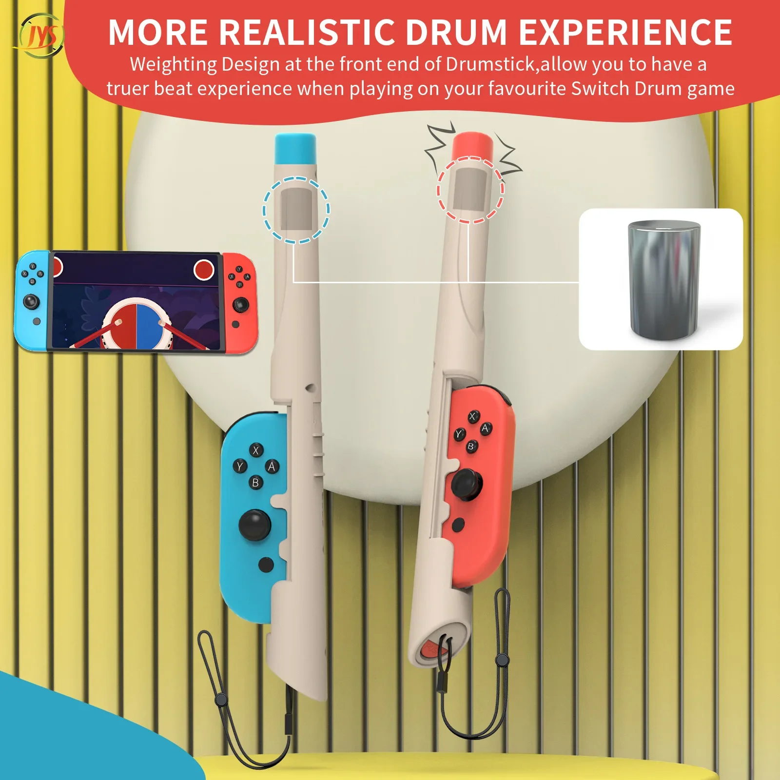 Jys-Ns256 Per Switch Drum Stick Maniglia Grip Per Switch Taigu Expert Game Drum Stick Joypad Holder Drum Stick Hammer 2 Pack