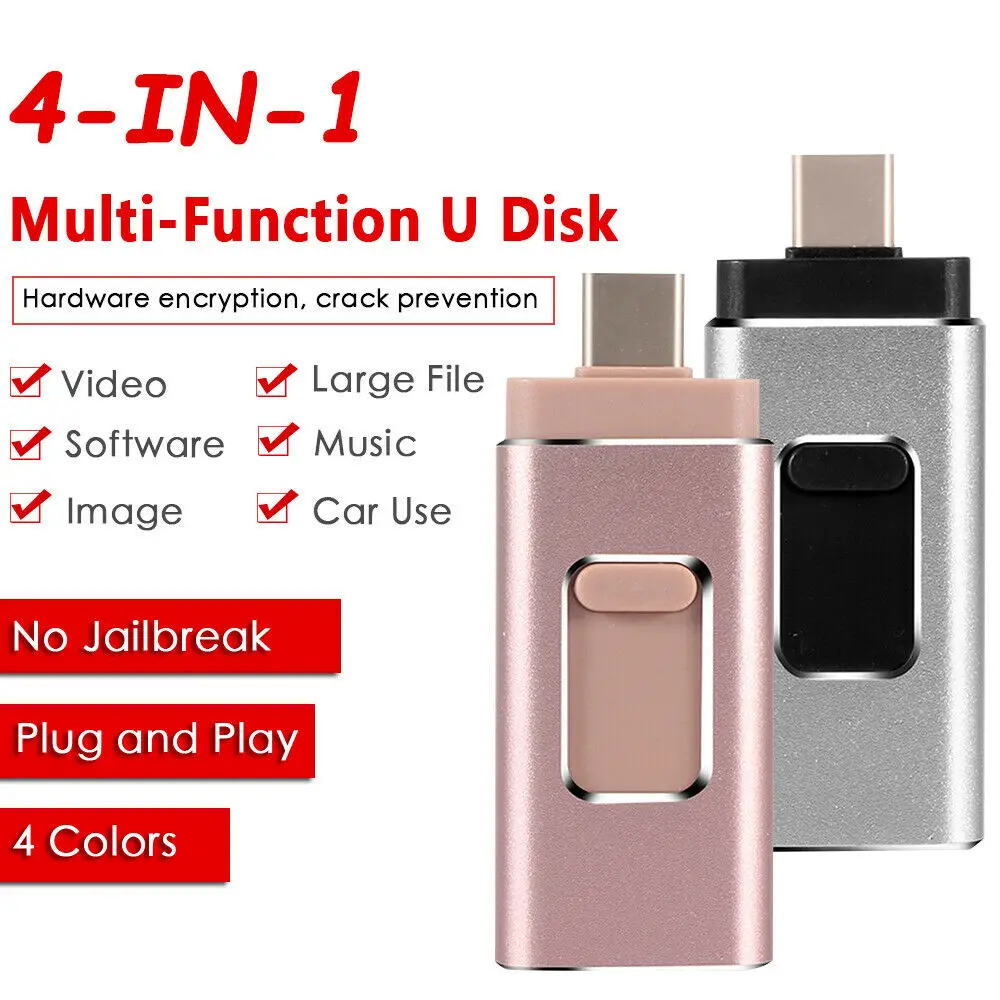4 In 1 Type-C Flash Drive Otg Usb Flash Drive Memory Stick Usb 3.0 Dispositivi Di Archiviazione Ad Alta Velocità Per Iphone Android Pc 256 Gb 512 Gb