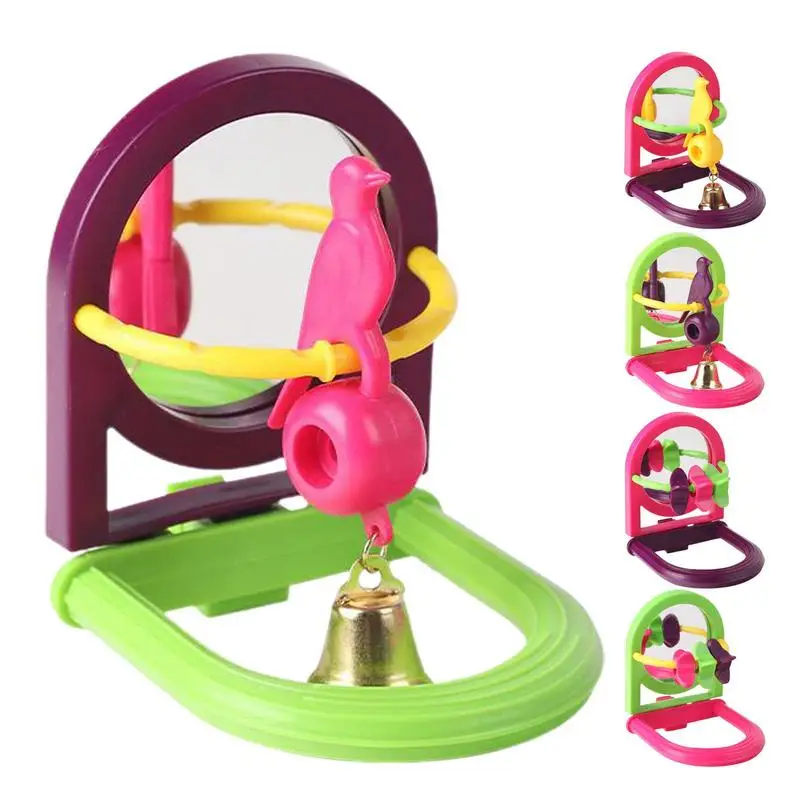 Bird Mirror Pet Toy Small Parrot Budgies Parrocchetto Perch Interactive Swing Toys Cage Climb Accessori Per Piccioncini Finch Canary