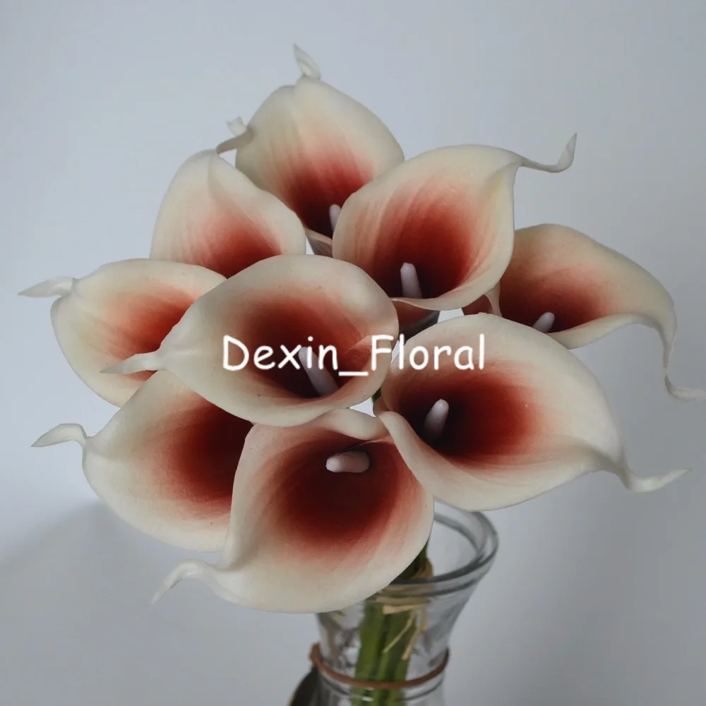 Borgogna Picasso Calla Lilies Rosso Scuro Picasso Real Touch Fiori Per Bouquet Da Sposa Di Seta Decorazione Di Cerimonia Nuziale Flowe Artificiale