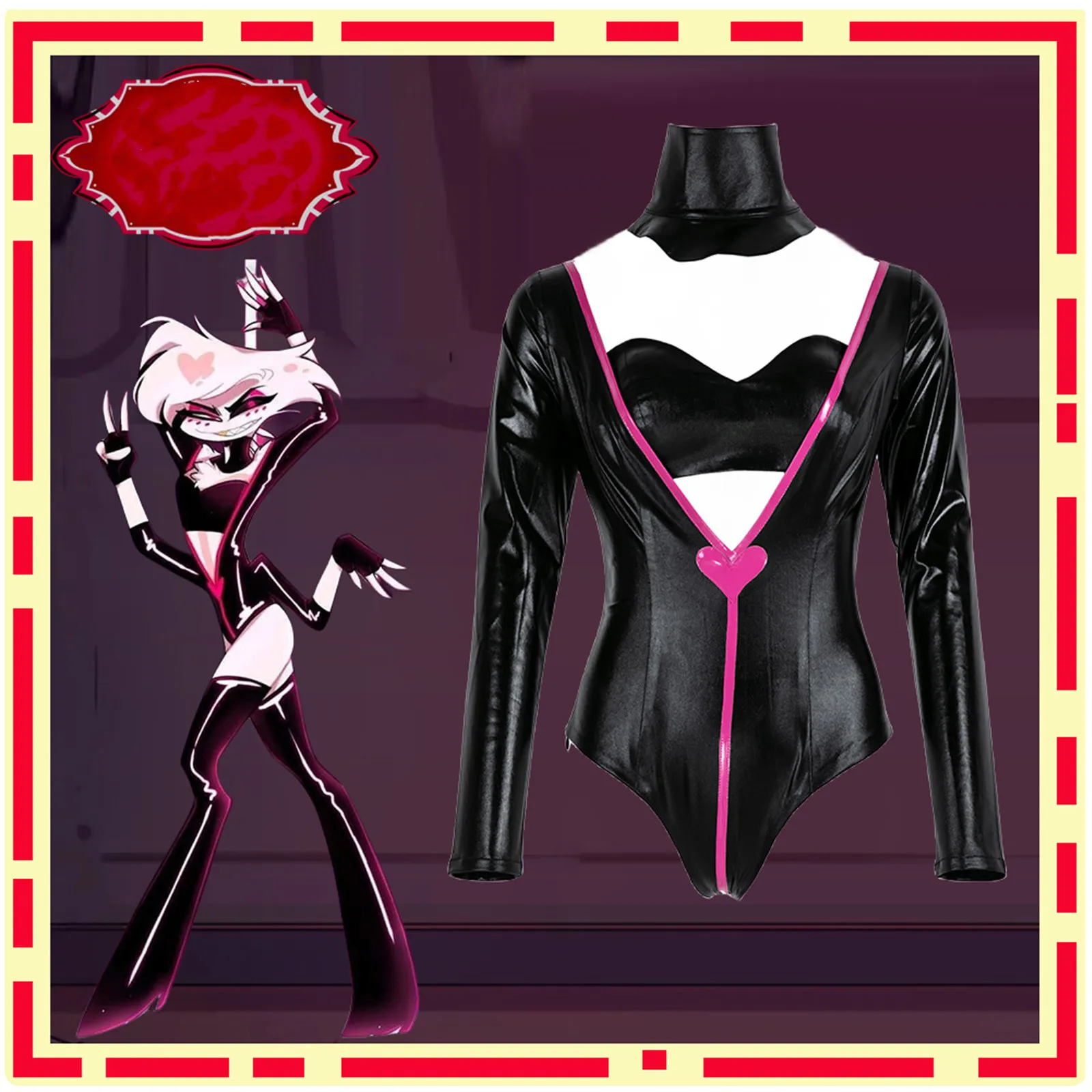 Anime Hazbin Angel Charlie Costume Cosplay Tuta Sexy Collo Ornamento Guanto Prop Set Completo Donna Halloween Prom Party Clothes
