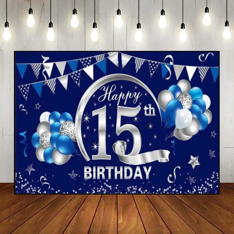 Happy 15Th Birthday Background Princess Photography Vintage Hotwheels Golden Cake Stand Boy Decoration Prince Green Screen Party