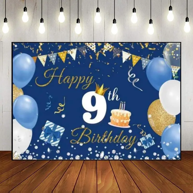 Happy 9Th Birthday Background For Photography Party Hotwheels Decorazione Rossa Sweet Teddy Bear Baby Shower Boy Balloon Background