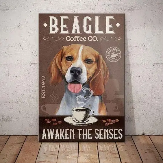 Metal Sign Beagle Dog Coffee Company Vintage Kitchen Signs Wall Decor Insegne In Alluminio Regalo Per La Casa Ristoranti Caffè