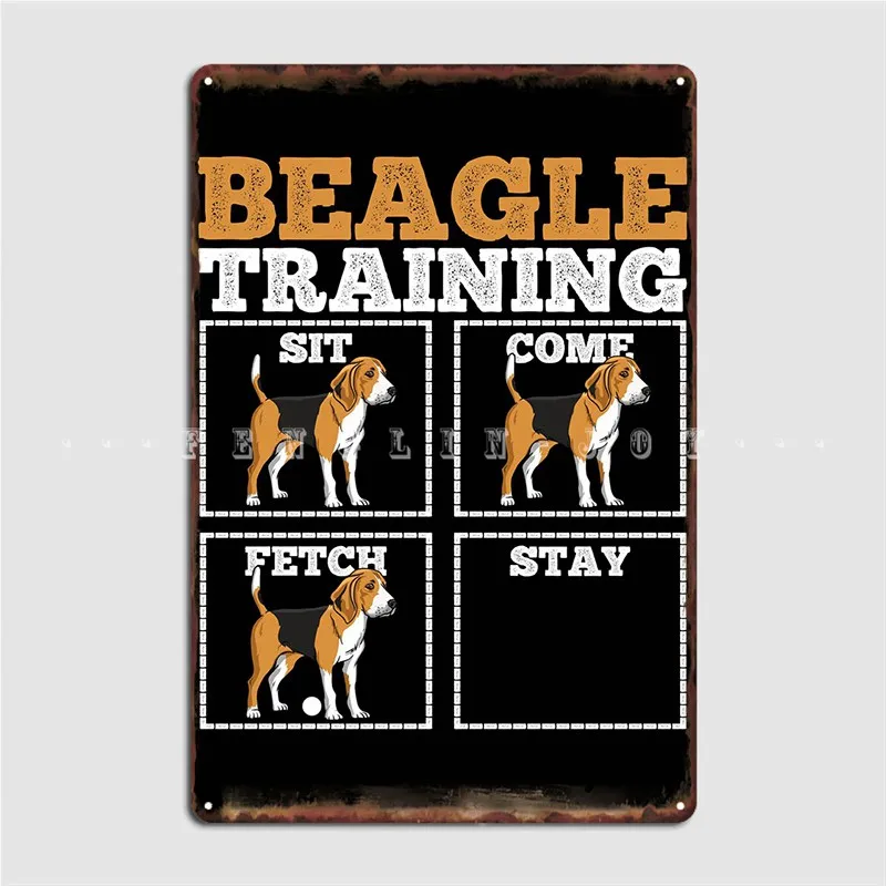 Beagle Dog Training Dog Metal Sign Wall Decor Design Wall Cave Murale Tin Sign Poster