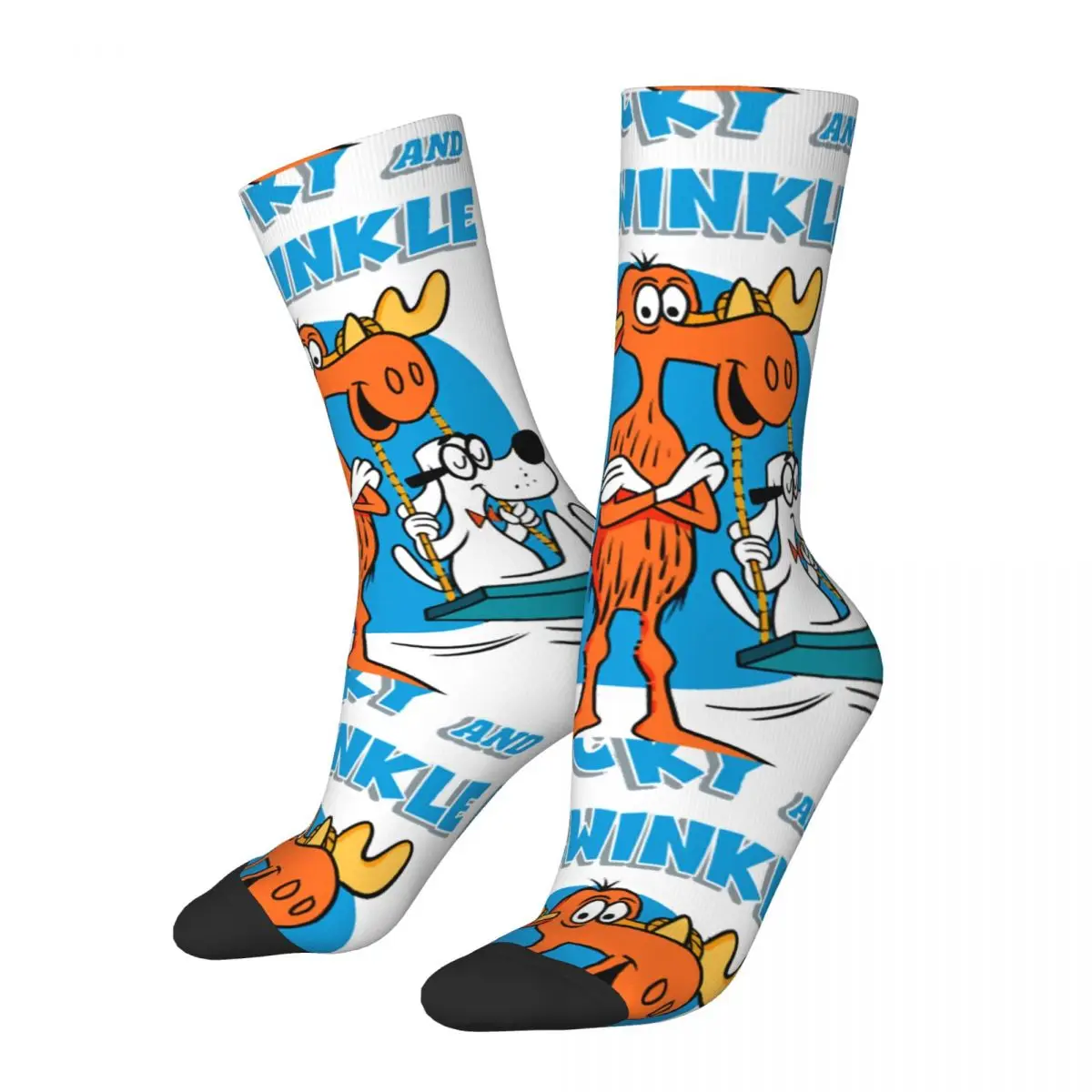 Hip Hop Vintage Rocky E Bullwinkle V.2 Calzini A Compressione Da Uomo Pazzi Unisex R-Rocky E Bullwinkle Con Gli Amici Harajuku
