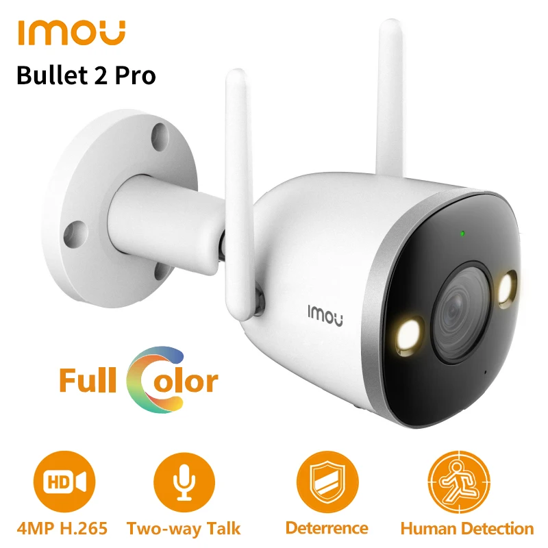 Imou Bullet 2 Pro 4Mp Full Color Camera Smart Active Deterrente Two-Way Talk Wifi Camera Outdoor Full-Metal Cctv Rilevamento Umano