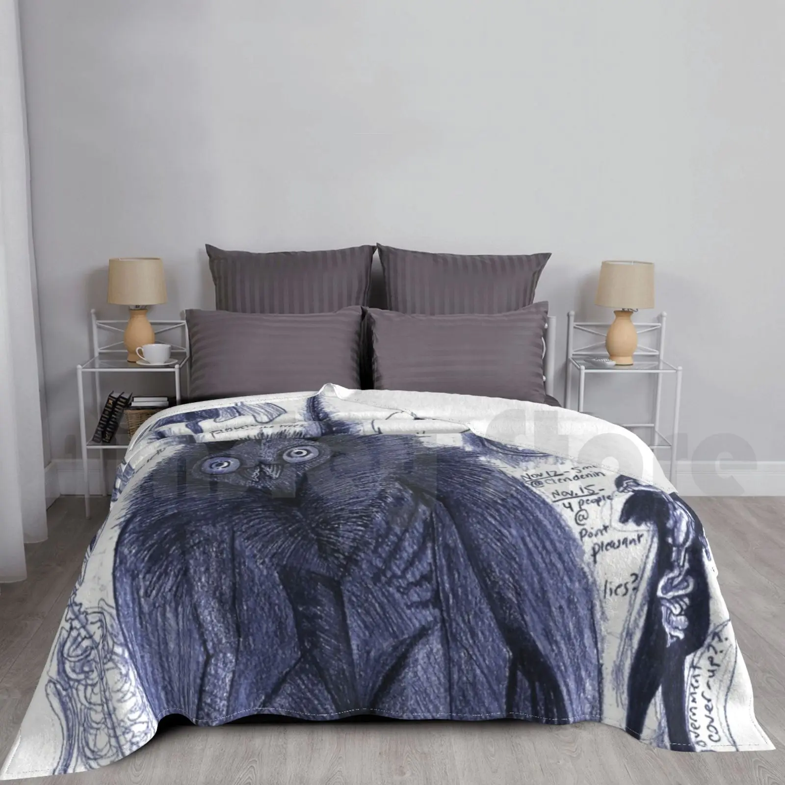 Mothman Anatomia Opera D'Arte Di Egertronpuck Coperta Per Divano Letto Viaggio Mothman Anatomia Studio Schizzo Cry5