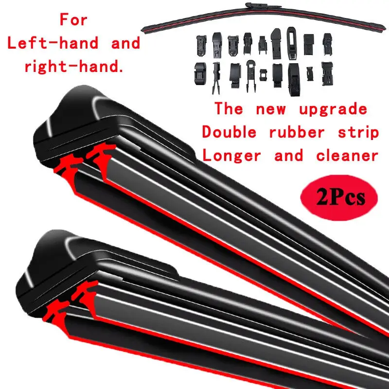 19 "14" Gancio/J-Hook Doppia Gomma Spazzole Tergicristallo Anteriore Per Auto Parabrezza