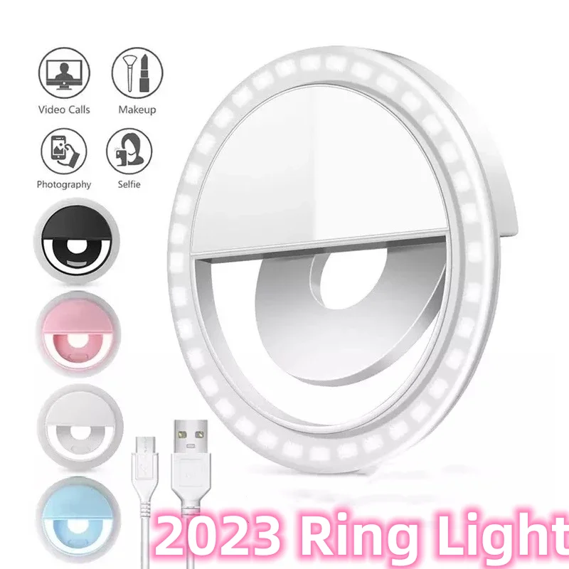 2023 Usb Charge Selfie Ring Light Obiettivo Del Telefono Cellulare Led Selfie Lamp Ring Per Iphone Per Samsung Xiaomi Phone Selfie Ring Light