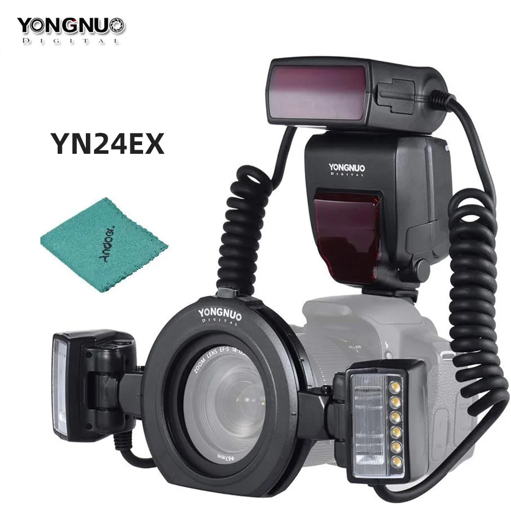 Yongnuo Yn24Ex Ettl Macro Ring Flash Light Con Anello Adattatore Per Canon Eos Dlsr Camera Mr-14Ex 5 D3 70D 80D Photography Speedlite