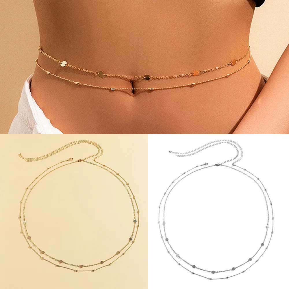 1Pc Summer Belly Chain Perline Sottili Link Body Chain Cintura A Catena In Vita Sexy Vintage Estetica Streetwear Donna Fashion Body Jewelry