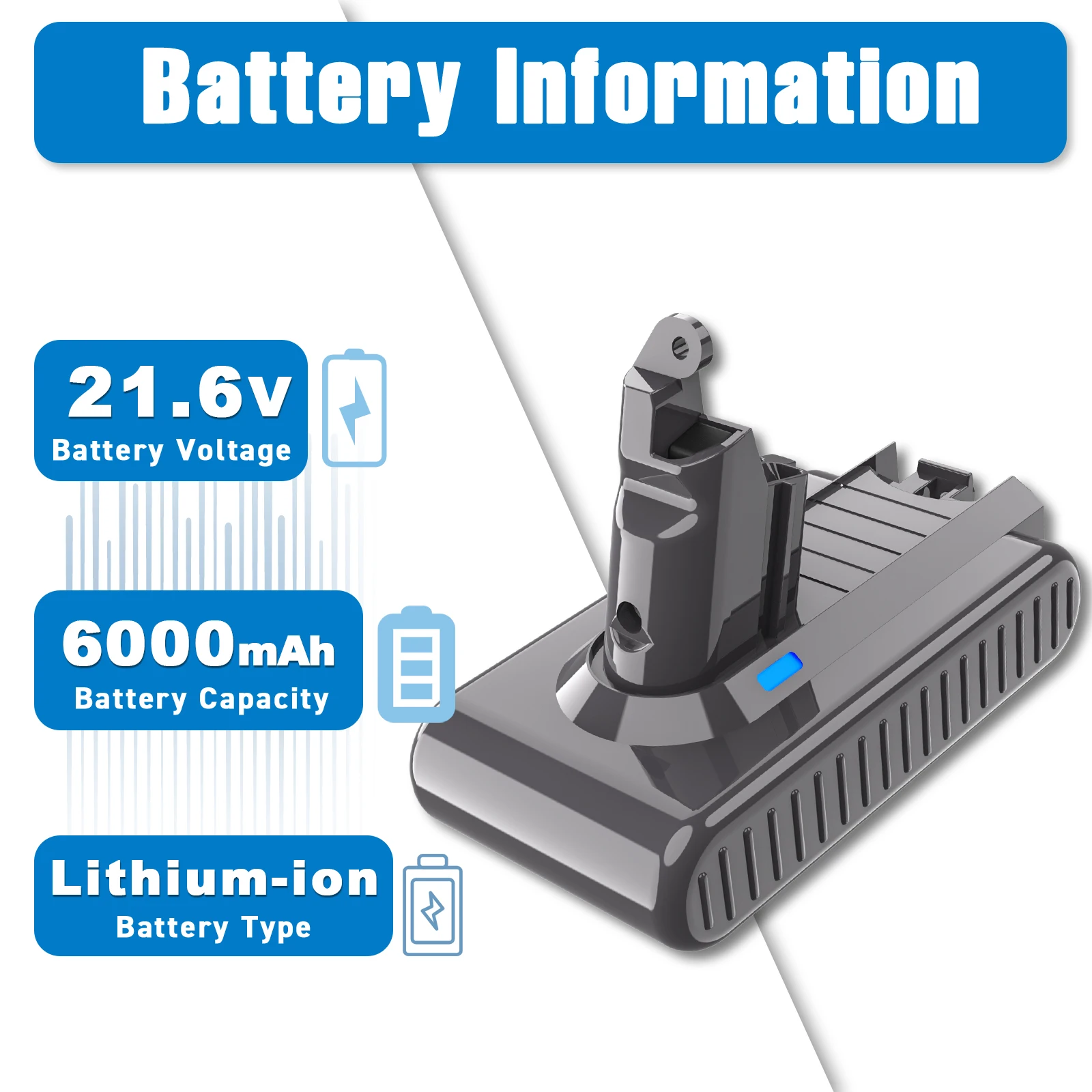 Per Batteria Dyson V6 6000Mah 21.6V Batteria Per Dyson Dc58 Dc74 Batteria Absolute Animal Aspirapolvere Batteria Ricaricabile