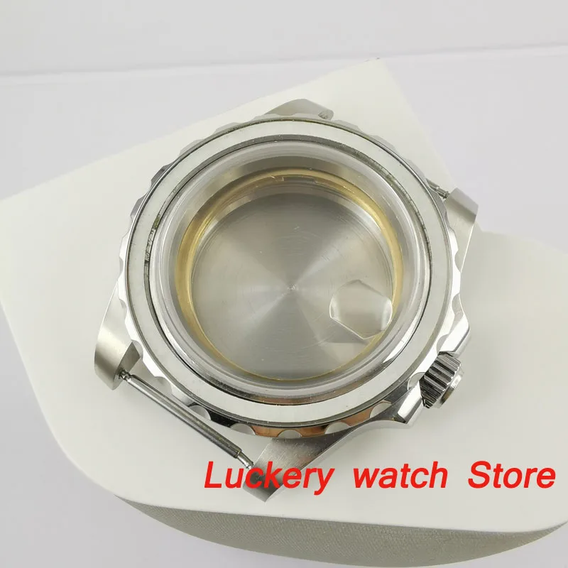 Nuovo 40 Millimetri Vetro Zaffiro Acciaio Inossidabile Watch Case Fit Eta 2836 Miyota 8215 Movimento Automatico