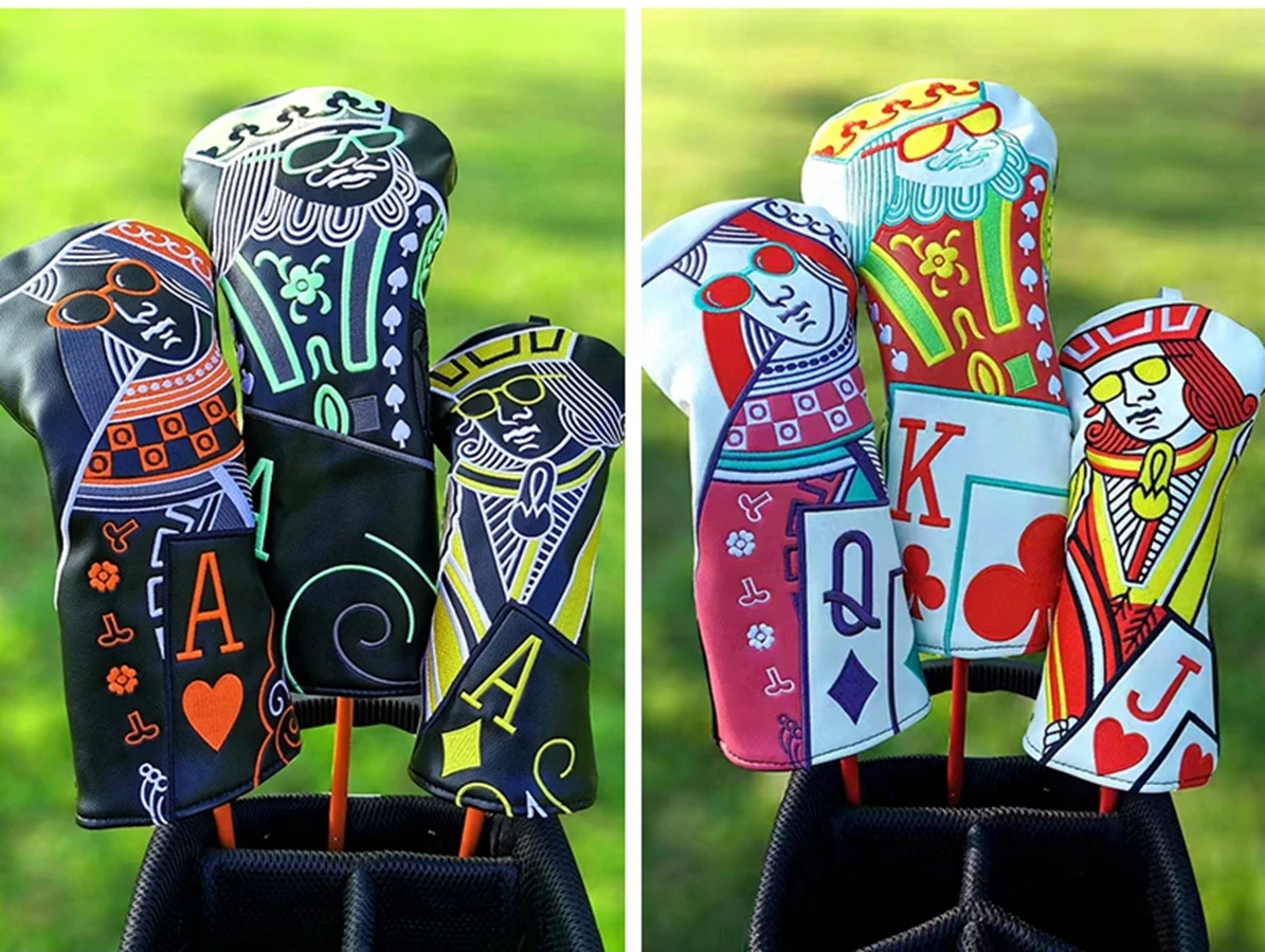 Alta Qualità Pu Golf Club Head Cover Driver Fairway Wood Ut King/Queen/Knight Poker 1 3 5 Ut Wood Cover Set