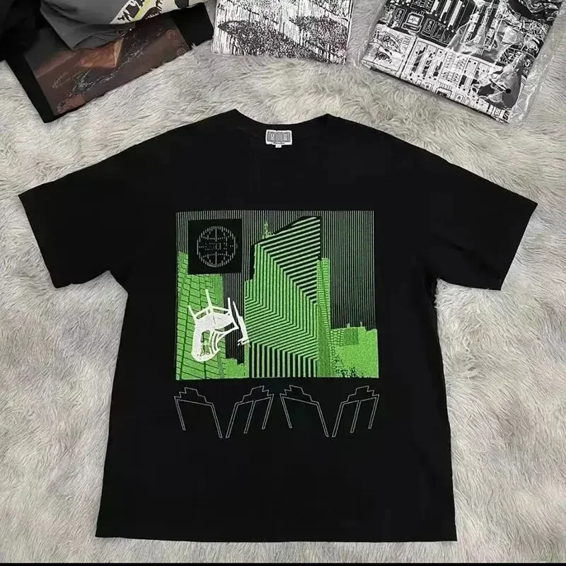 Nuovo Stile Cavempt Top Tees Primavera Estate C.E Manica Corta Stripe Geometry Pattern Traspirante Cav Empt T-Shirt