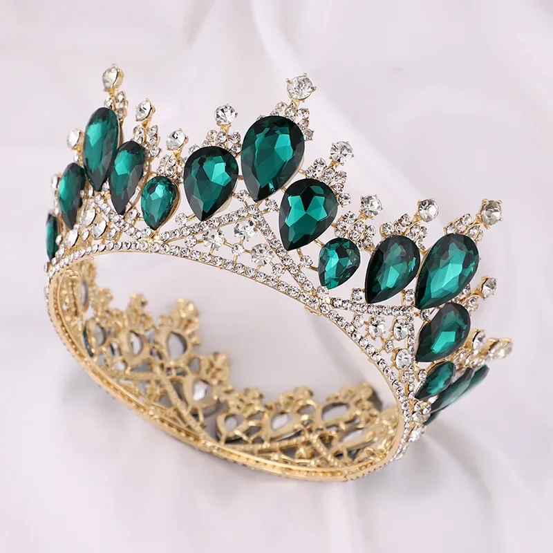 Royal Queen Water Drop Strass Wedding Crown Crown Prom Bride Pageant Circle Diademi