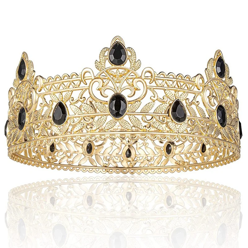 King Crown For Men, Corone Di Compleanno Per Uomo Ragazzi Vintage Royal Crown Con Strass Neri,