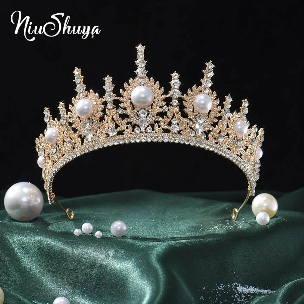 Niushuya European Retro Royal Bride Crown Princess Wedding Baroque Diademi Accessori Per Capelli