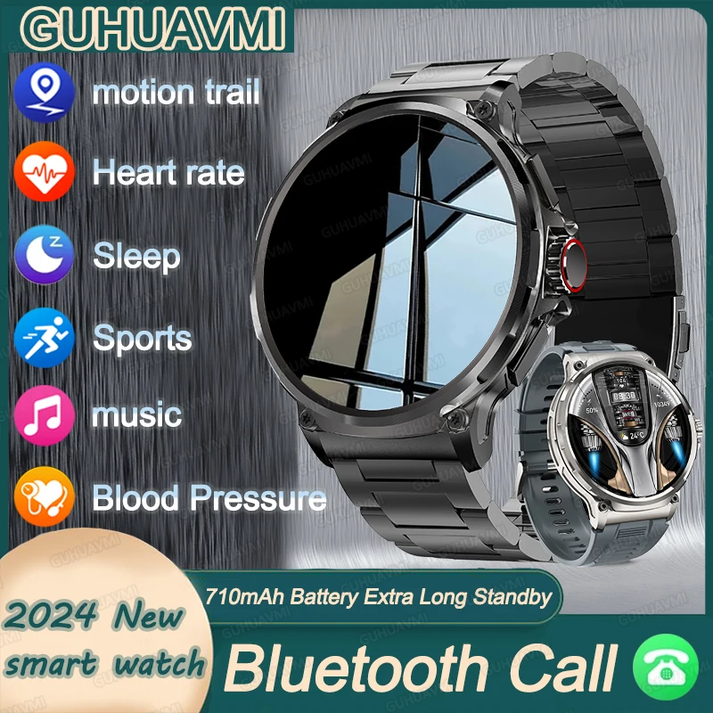 2024 Nuovi Uomini Smart Watch 710Ma Grande Batteria Health Watch Tracking 1.85 Pollici Schermo Hd Bluetooth Call Smart Watch Per Huawei