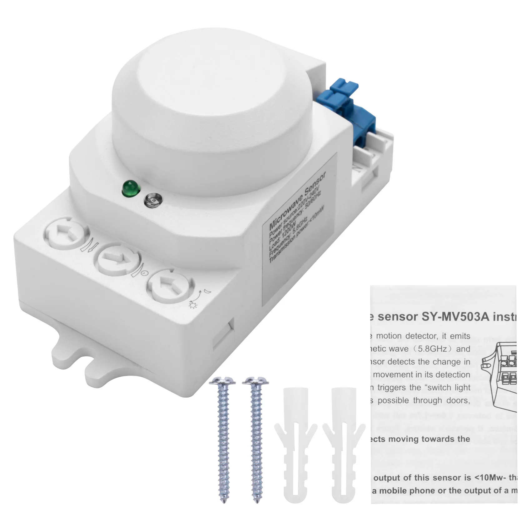 5.8Ghz Hf System Led Microonde Sensore Di Movimento A 360 Gradi Interruttore Della Luce Rilevatore Di Movimento Del Corpo, Bianco