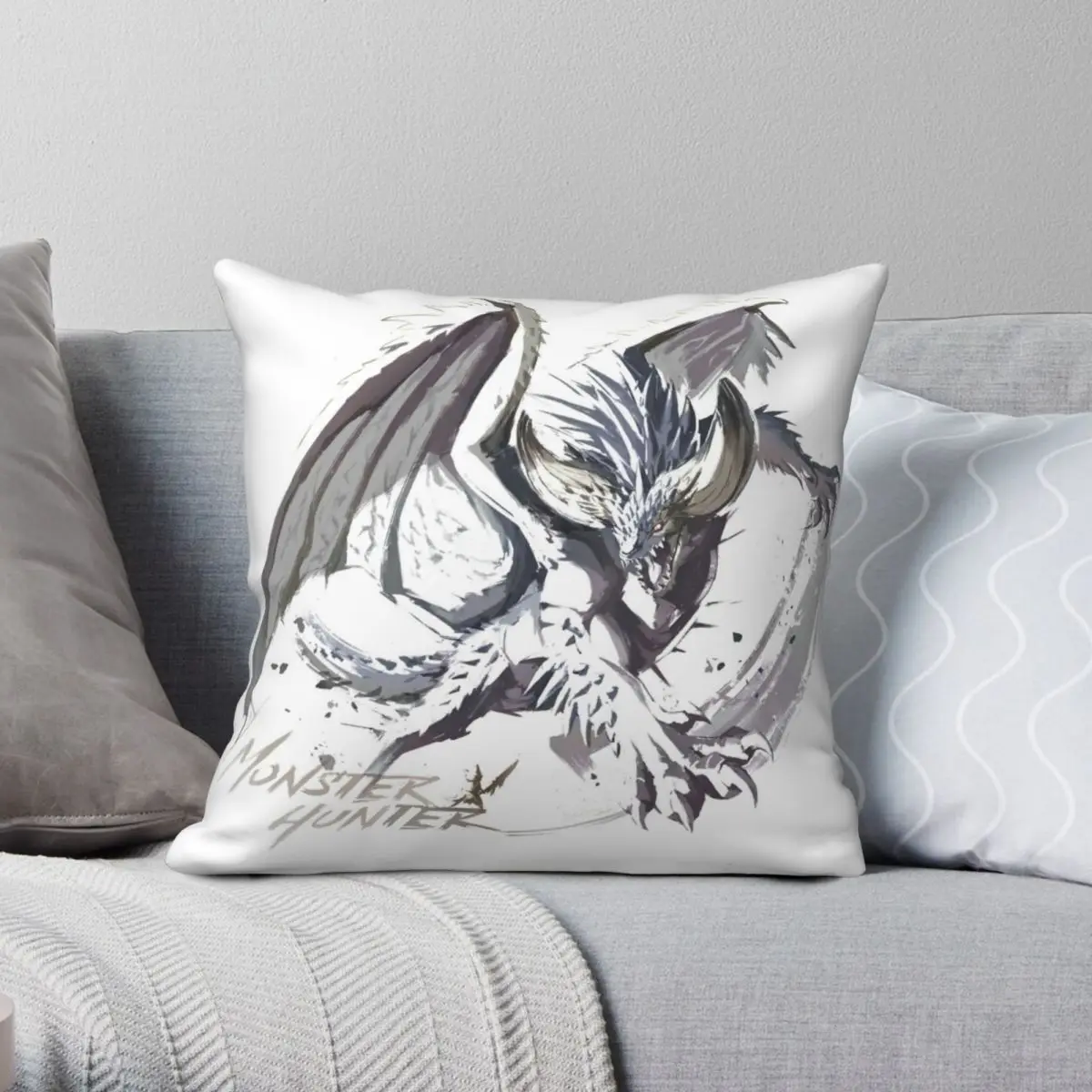 Monster Hunter World Nergigante Federa Quadrata Poliestere Lino Velluto Creativo Zip Decor Federa Per Cuscino Camera