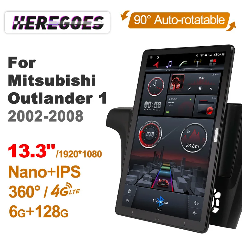 1920*1080P Ips Android 10 6+128G Car Dvd Player For Mitsubishi Outlander 1 2002 - 2008 Autoradio Gps Radio Stereo Bluetooth Dsp