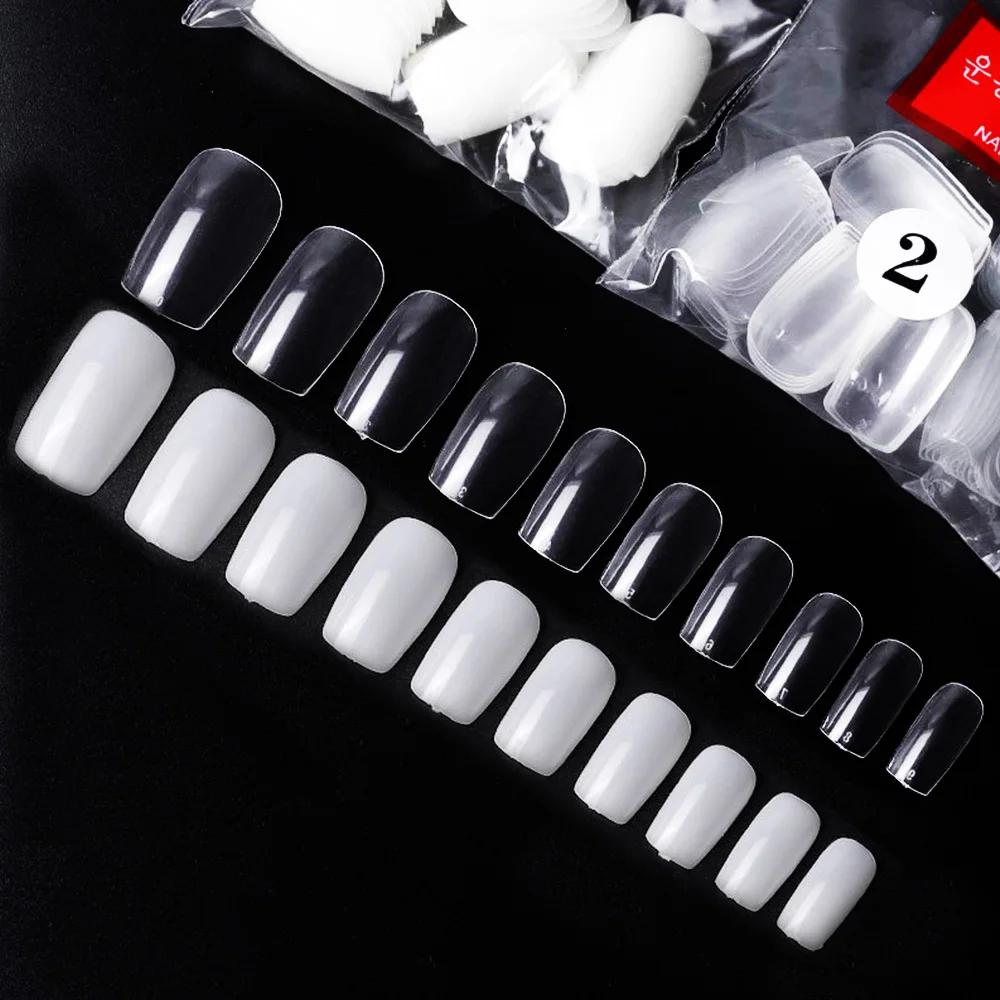 500 Pz/Borsa Punte Per Unghie Finte Cover Nails Press On Nails Clear Nature