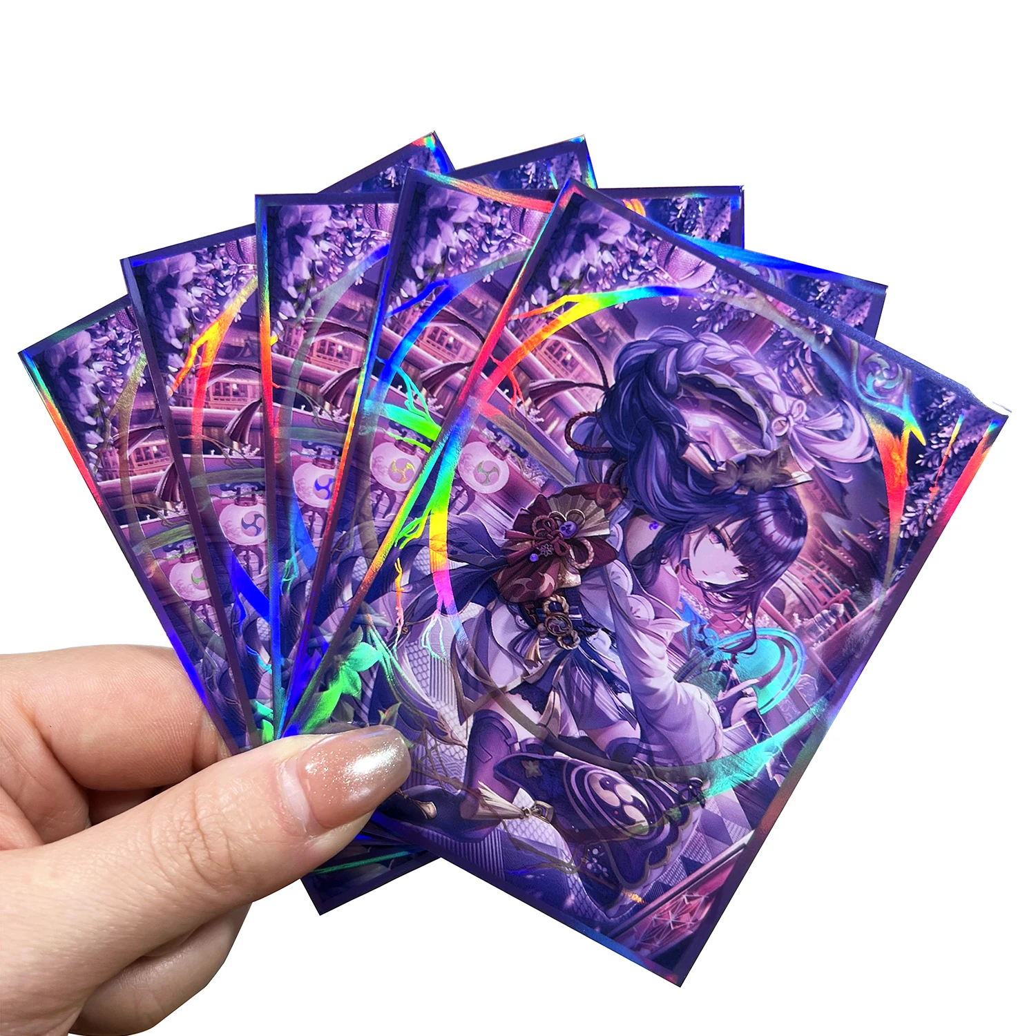 60Pcs Raiden Shogun Card Sleeves Pokemon Sleeves Protezione Olografica Per Carte Collezionabili Per Mtg Tasca In Lamina Di Dimensioni Standard