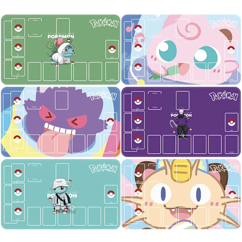 60*35*0.2Cm Ptcg Pokemon Dedicato Game Card Mat Battle Gengar Pikachu Mew Squirtle Bulbasaur Regalo Giocattolo Anime Table Mat