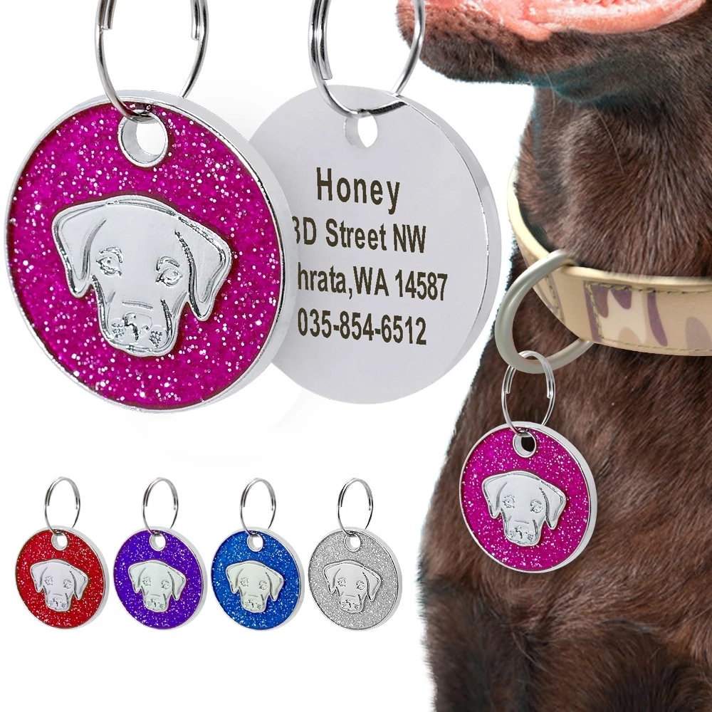 Dog Tag Con Incisione Pet Id Tag Collare Accessori Personalizzati Bling Cucciolo Targhetta Personalizzata Dog Identificazione Rosa Blu Per Pitbull