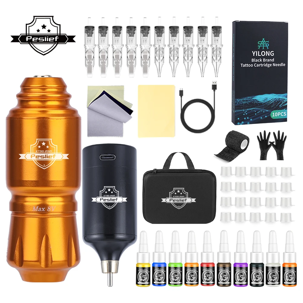 Professionale Rocket Tattoo Machine Set Rotary Tattoo Pen Kit Alimentatore Ago Pratica Skin Rotary Tattoo Gun Makeup Kit Comp