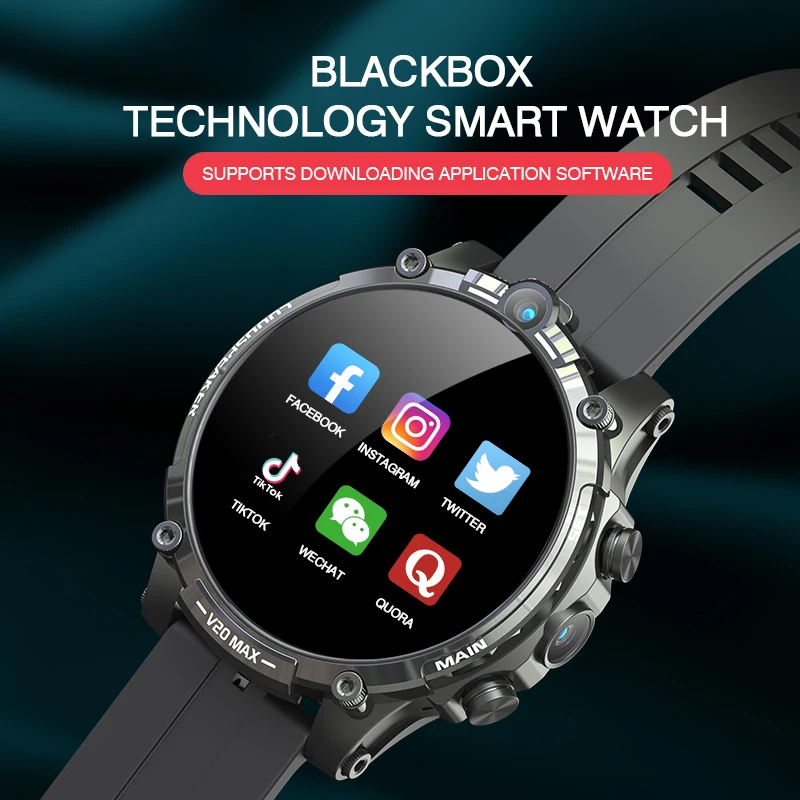 4G Lte V20 Max Sim Card 4G + 128G Smart Watch Android 8.1 Google Play Dual Camera Videochiamata Smartwatch
