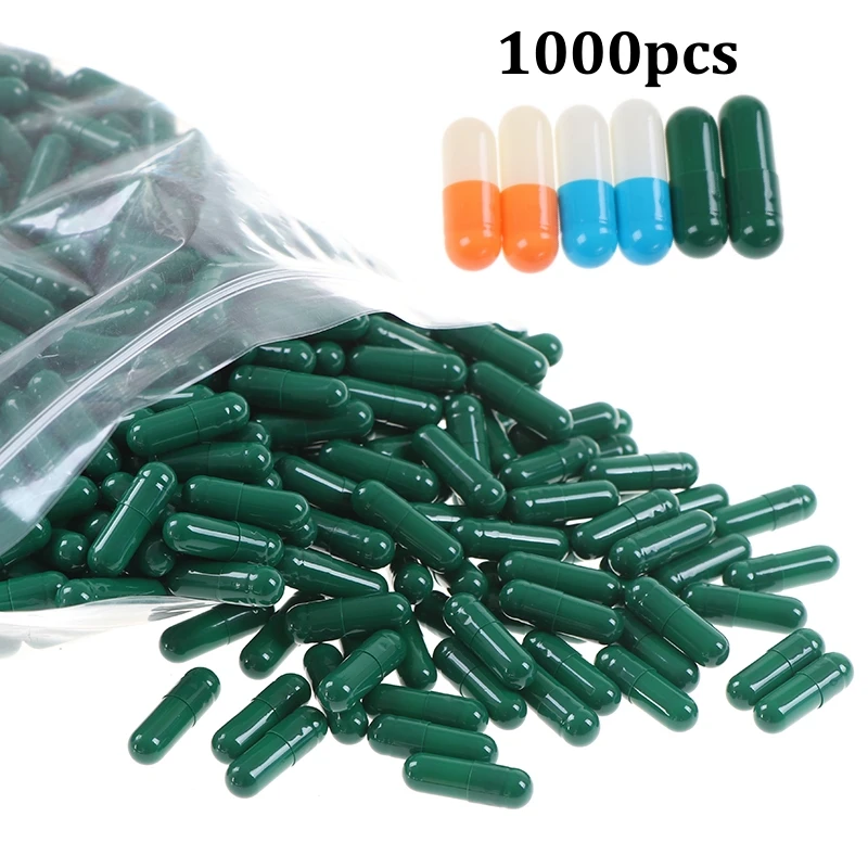 1000 Pz Vuoto Capsula Di Gelatina Dura Dimensione 2 # Verde Blu Arancione Colore Kosher Gel Medicina Pillola Vitamine Capsula Pillola Vuota