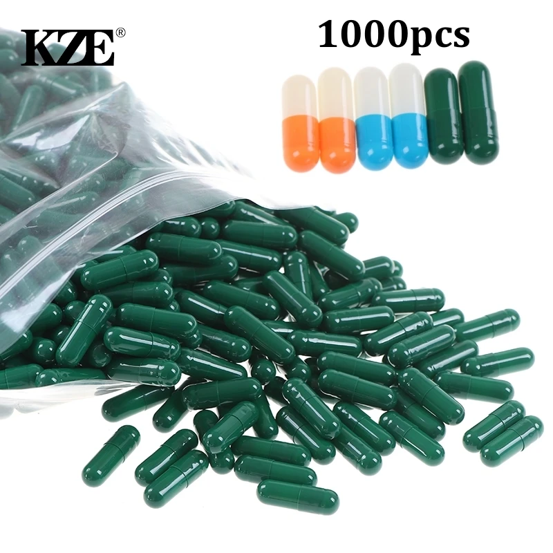 1000 Pz Vuoto Capsula Di Gelatina Dura Dimensione 2 # Verde Blu Arancione Colore Kosher Gel Medicina Pillola Vitamine Capsula Pillola Vuota