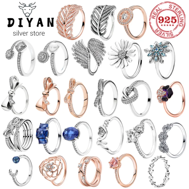 2023 New Silver Color Metal Rings Impilabile Love Heart Zircone Finger Bowknot Ring Per Le Donne Wedding Ring Jewelry Gift