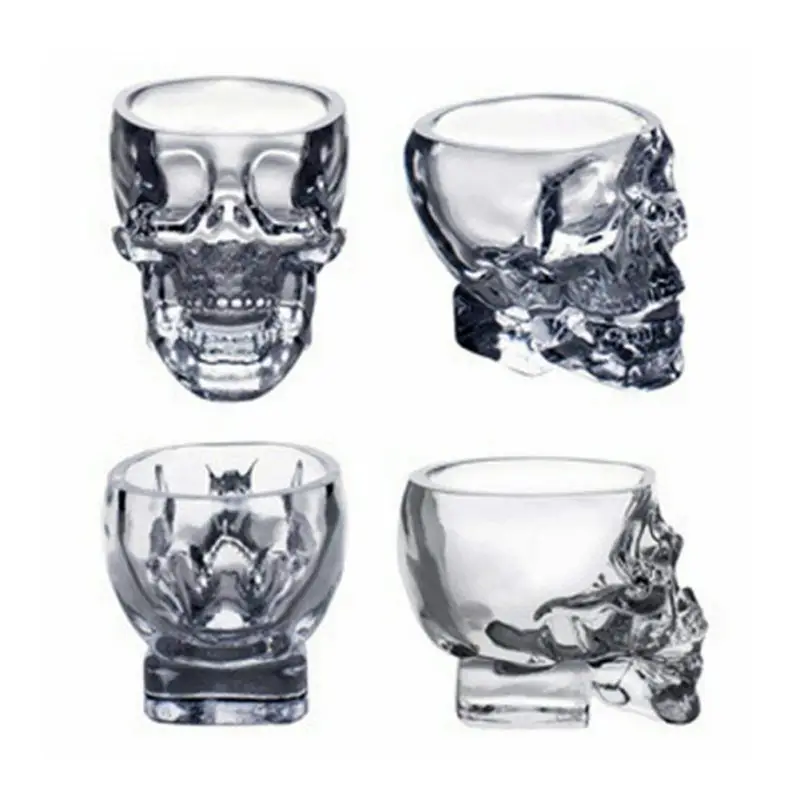 4Pcs Skull Bottle Glass Cup Set Crystal Skull Decanter Glasses Shot Glass Mug Wine Vodka Bottles Trasparente Whisky Cocktail