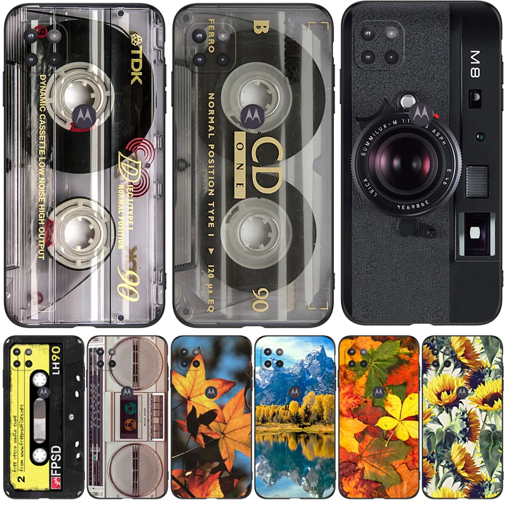 Per Motorola Moto G 5G Cover Posteriore Del Telefono Per Motorola One 5G Ace Bag Custodia Morbida In Silicone Nero Tpu Retro Old Tape Cassette