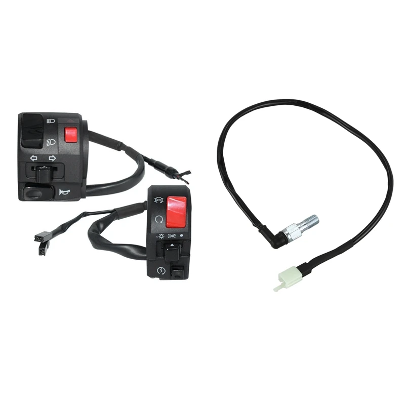 Motorcycle Bike Hydraulic Banjo Brake Pressure Light Switch & 22Mm Atv Motorcycle Handlebar Control Switches Left Righ