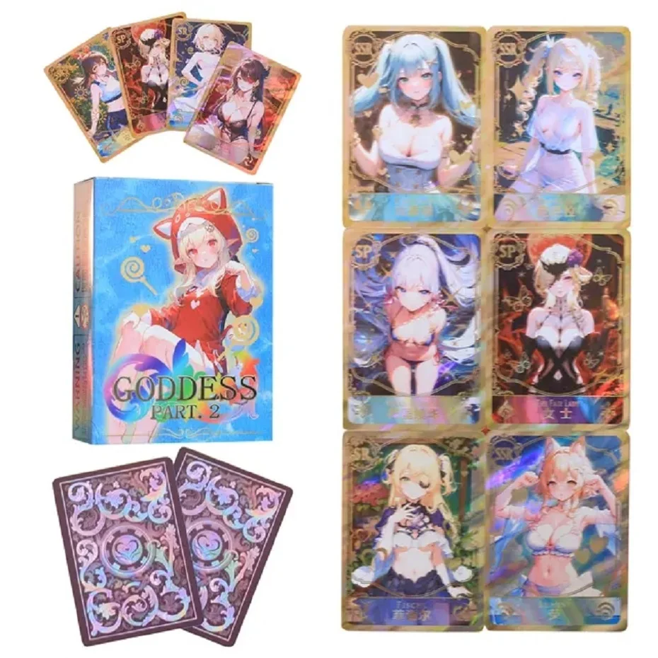 55Pcs Card Goddess Story Part Holographic All Shiny Anime Sexy Swimwear Girl Collection Card Ayaka Genshin Girl