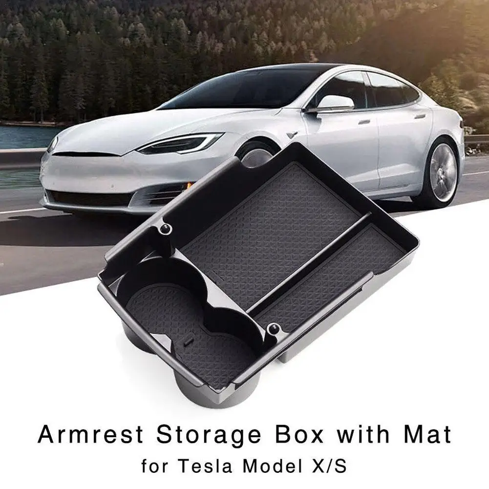 Car Center Console Bracciolo Scatola Portaoggetti Vassoio Organizer Tappetini Antiscivolo Riordino Per Tesla Model X Model S Car Organizer